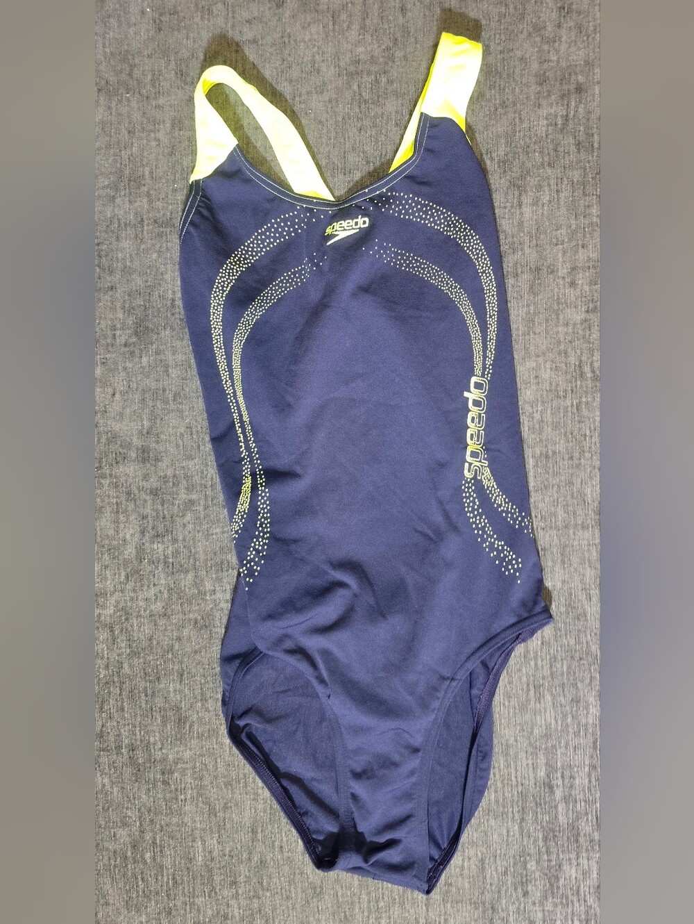 Speedo Endurance Plus One Piece Swimsuit Navy Yellow Size 34